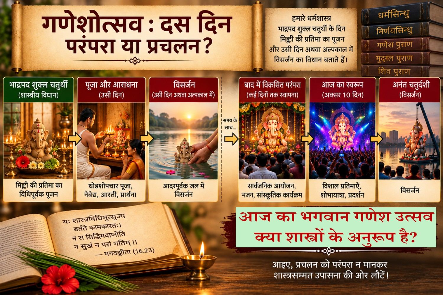 गणेश चतुर्थी 10 दिन का उत्सव और विसर्जन: शास्त्रीय सत्य या अंधानुकरण?