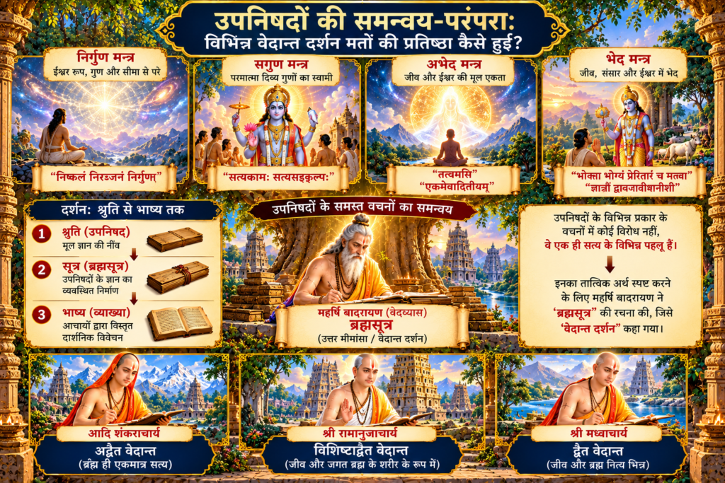 विभिन्न वेदान्त दर्शन मतों की प्रतिष्ठा कैसे हुई - अद्वैत, विशिष्टाद्वैत और द्वैत 